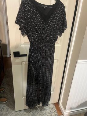 Lane Bryant Black Maxi Dress with White Dot Print